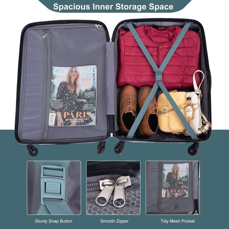 3-Piece Lightweight Luggage Set with TSA Lock and Spinner Wheels