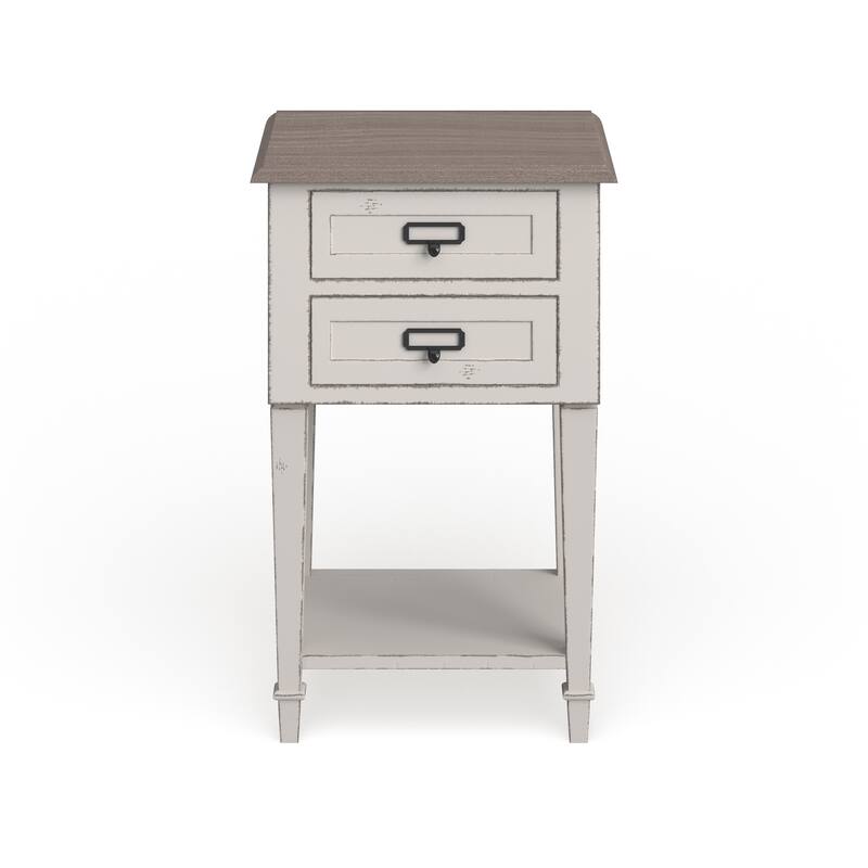 The Gray Barn Heart and Soil Weathered Oak and White Wash Distressed Finish Wood Nightstand