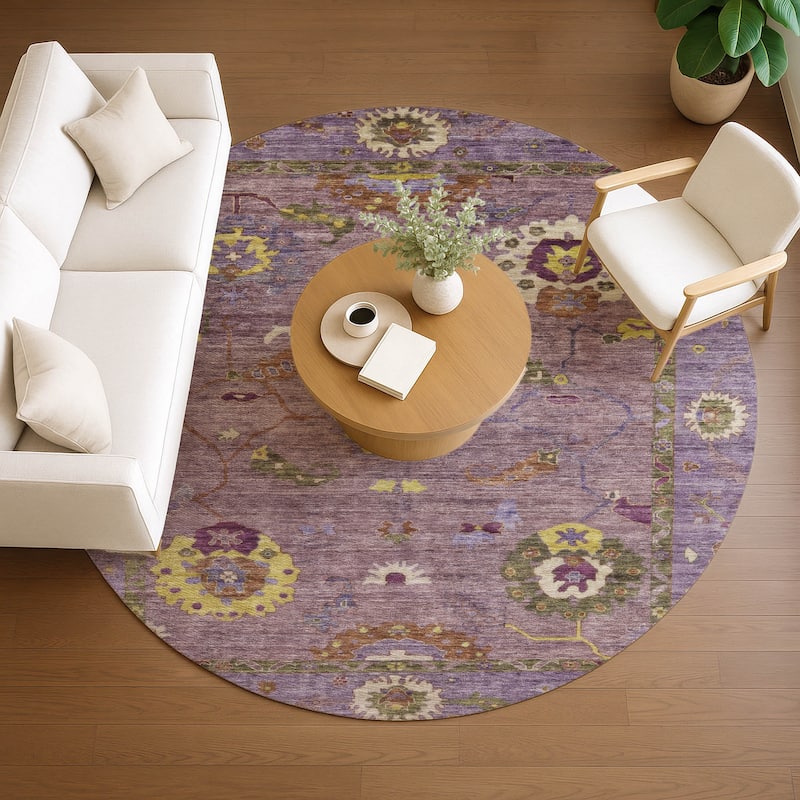 Machine Washable Indoor/ Outdoor Traditional Boho Chantille Rug