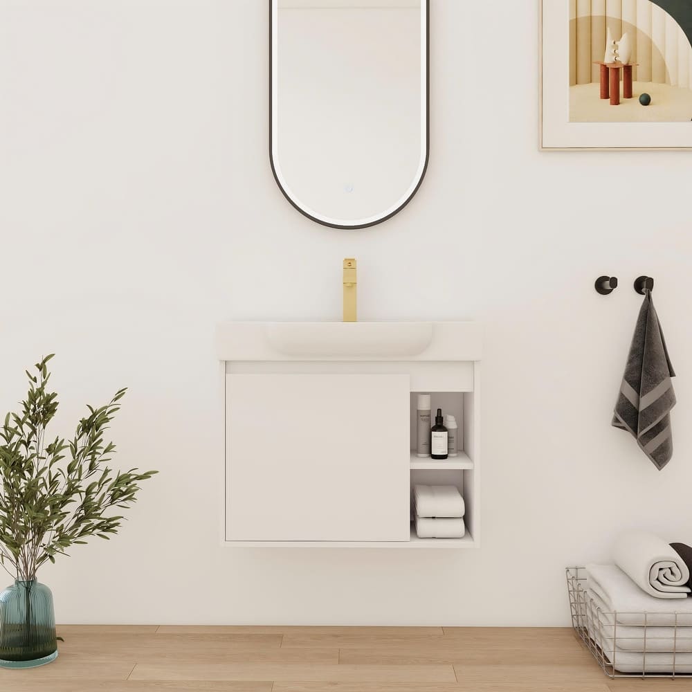 Bathroom Vanity With Sink In 24/28 Inch, Floating Bathroom Vanity With Soft Close Door
