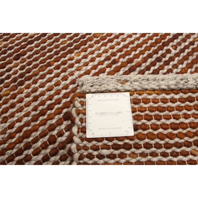 ECARPETGALLERY Braid weave Sienna Brown Wool Rug - 5'0 x 7'10