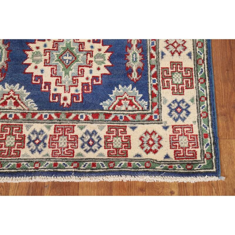 Traditional Blue Kazak Foyer Rug Hand-Knotted Wool Carpet - 2'7"x 4'1"
