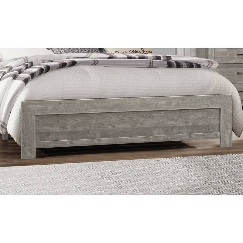 Queen Size Bed with Rustic Gray Finish Headboard and Footboard, Includes Rails, Assembly Required