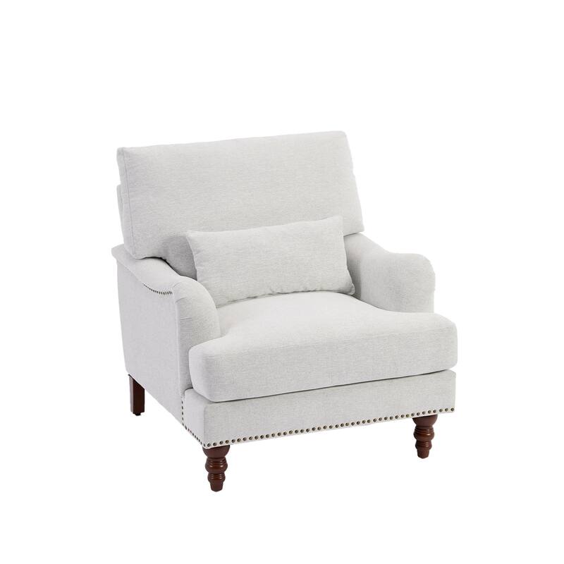 Mid Century Chenille Upholstered Accent Chair with Nailhead Trim