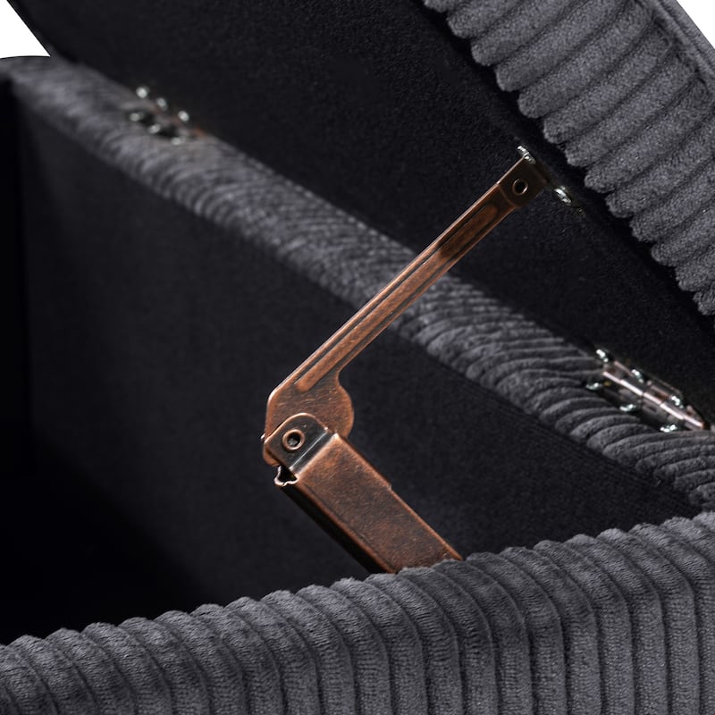 Adeco 32" Upholstered Storage Ottoman Bench with Corduroy Fabric - 31.7"X15.9"X17.5"