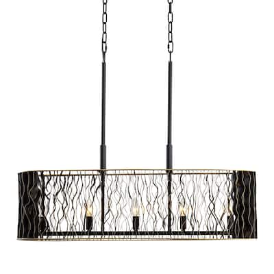 Estela 5-Light Kitchen Island Pendant Light - Matte Black/French Gold