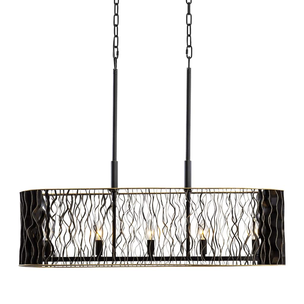 Estela 5-Light Kitchen Island Pendant Light - Matte Black/French Gold