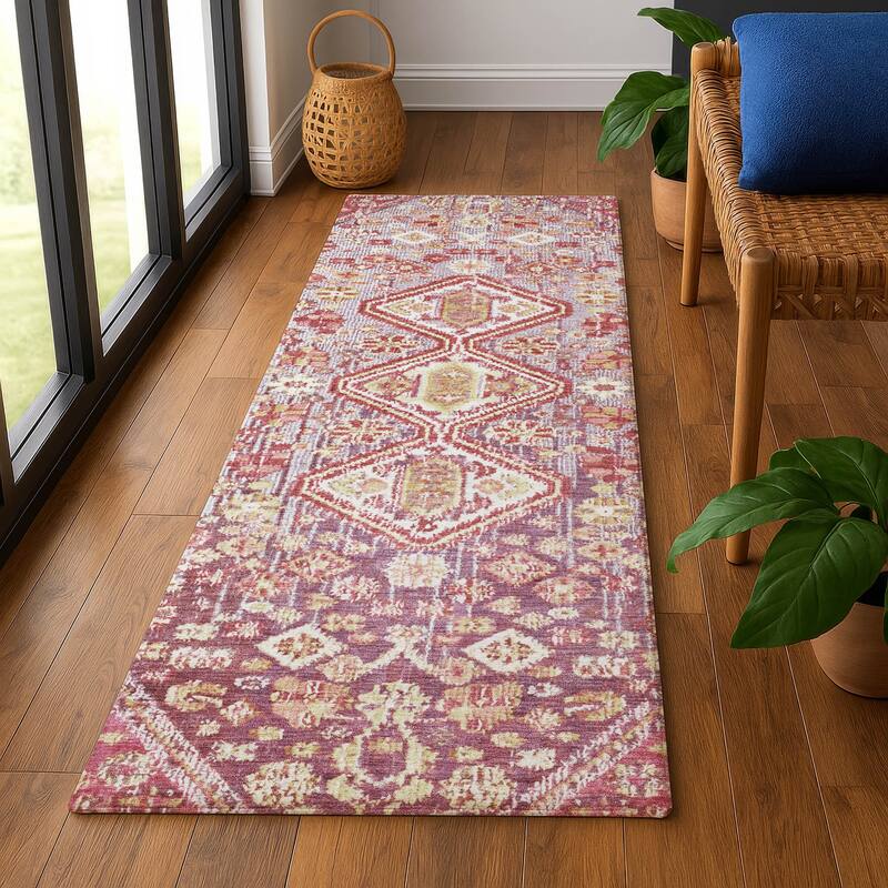 Premium Washable Super Soft Traditional Global Mayfield Rug - 2'3" x 7'6" - Merlot