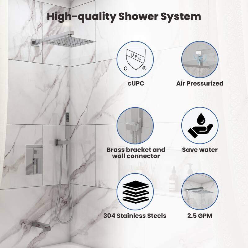 3-function Pressure Balance Shower Set with 10 in Shower Head(Valve Included)