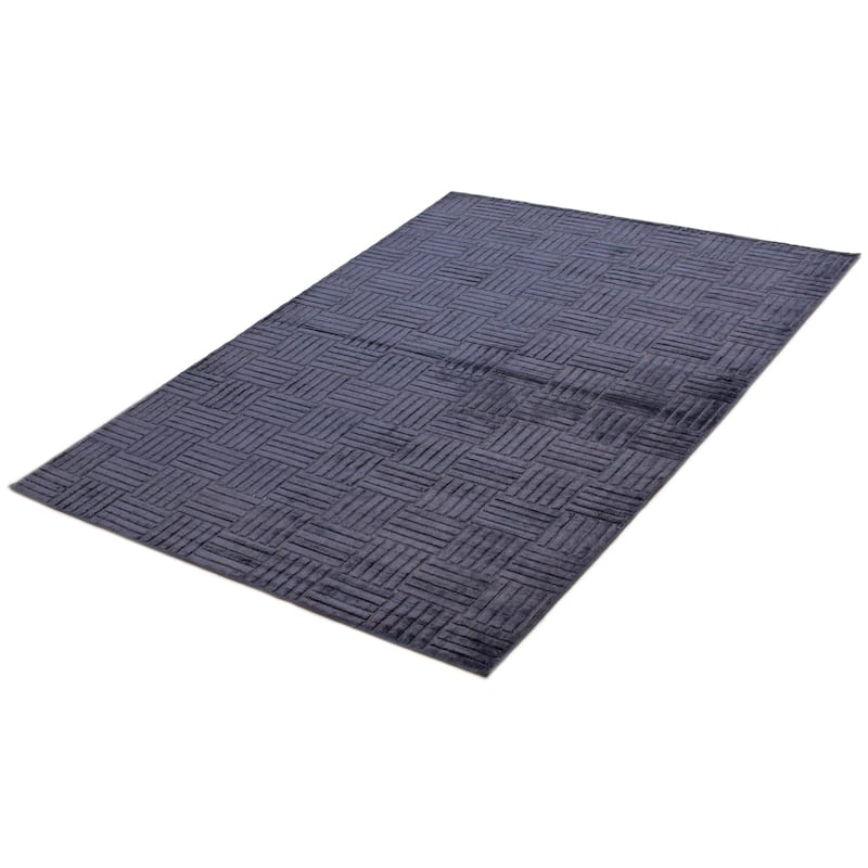 ECARPETGALLERY Hand Loomed Kashkuli Gabbeh Navy Viscose Rug - 5'7 x 7'10