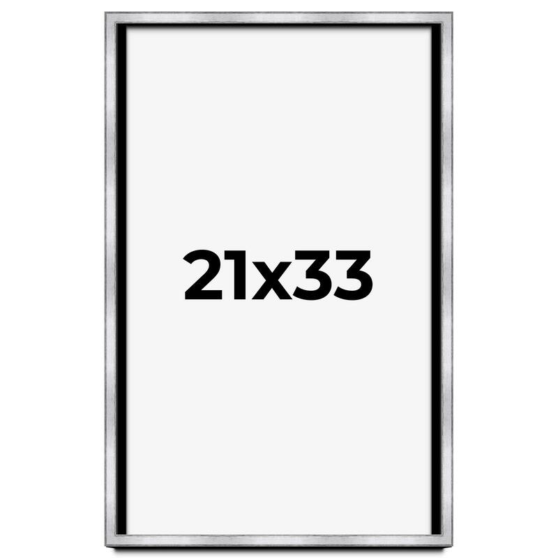 21x33 Shadow Box Frame Silver | 1.375 Inches Deep Real Wood