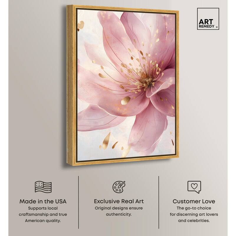 Pink and Gold Bloom Canvas by Art Remedy