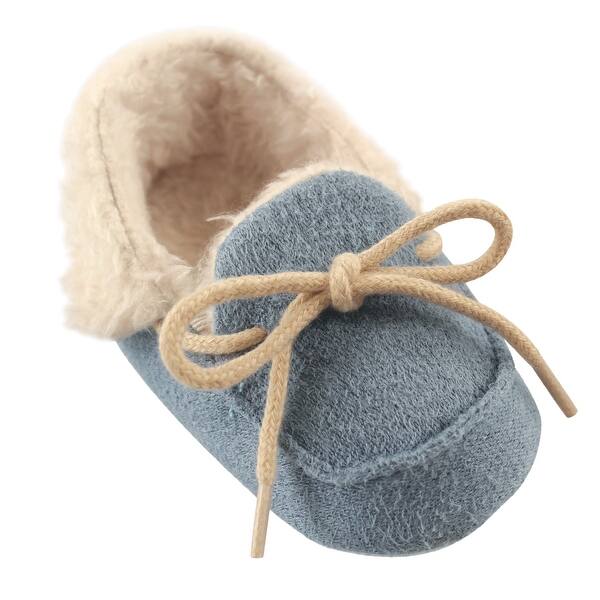 slide 1 of 1, Luvable Friends Baby Boy Moccasin Shoes, Blue 0-6 Months - Blue
