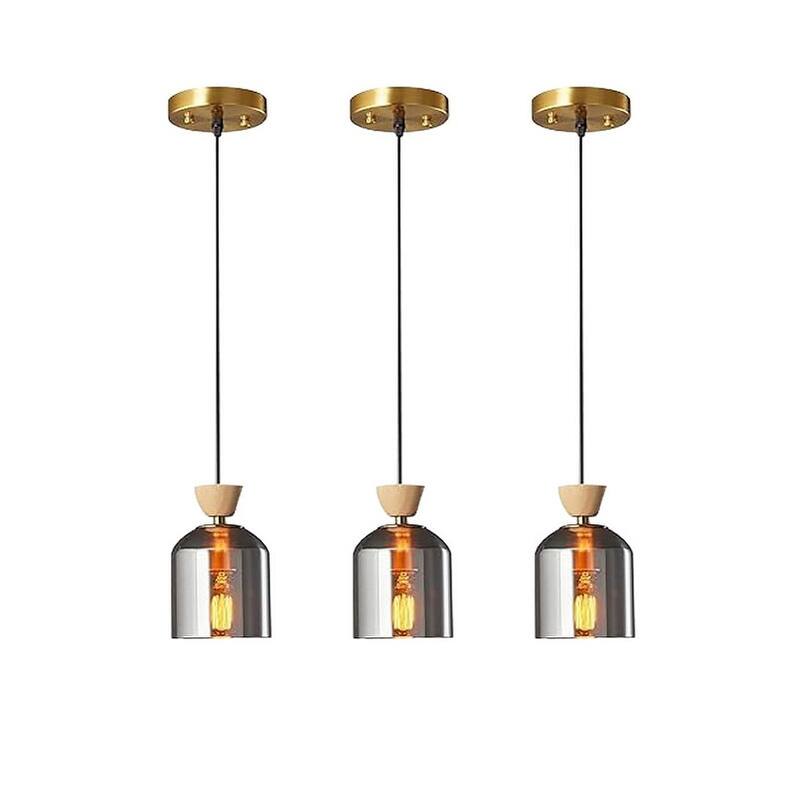 3 Pack bulbs light chrome shade of lights glass pendant light