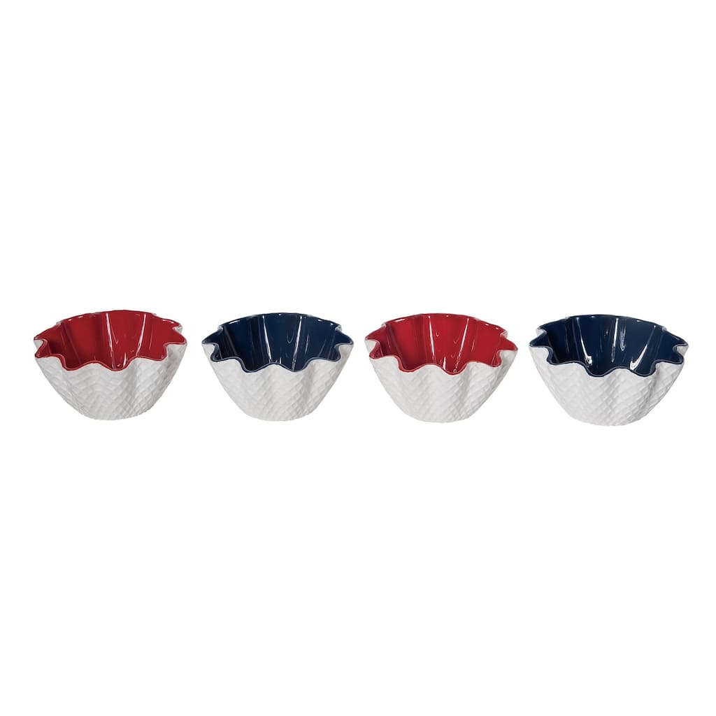 Transpac Dolomite 5.75 in. Multicolor Patriotic Americana Waffle Cone Bowls Set of 4