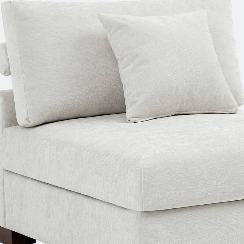 35" W Modern Chenille Armless Accent Chair Sectional Module with Pillows
