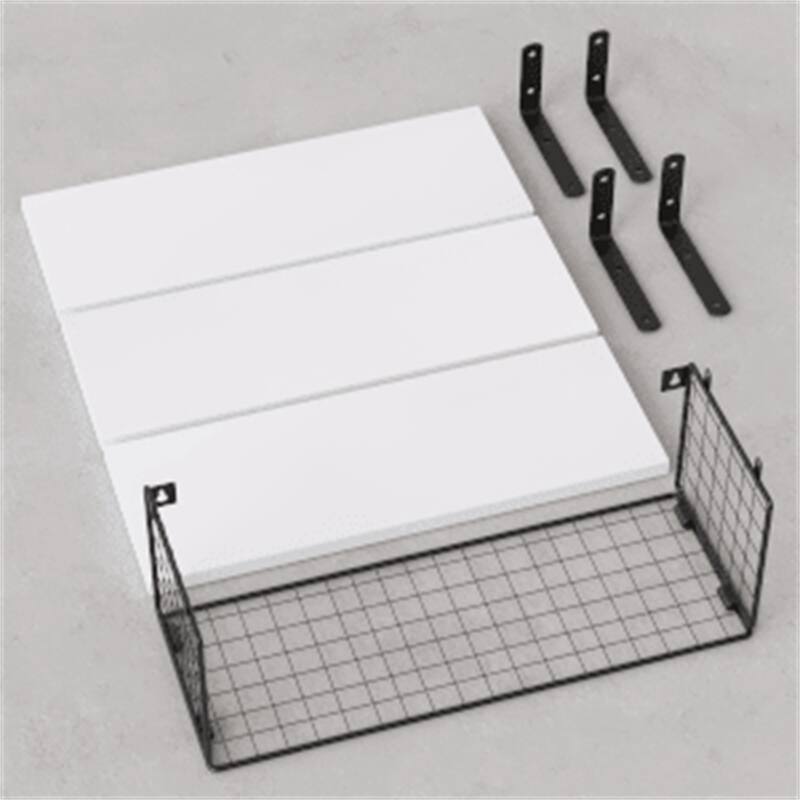 Floating Bathroom Shelf Wall Mounted with Wire Basket