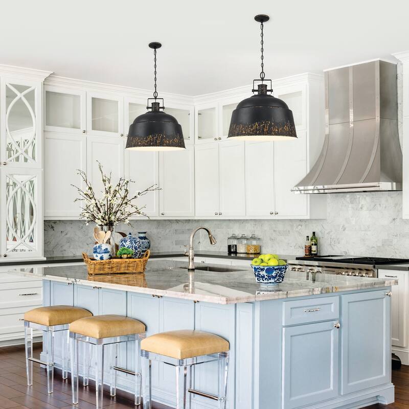 3-Light Industrial Pendant Light with Distressed Metal Dome Shade - 3-Lights