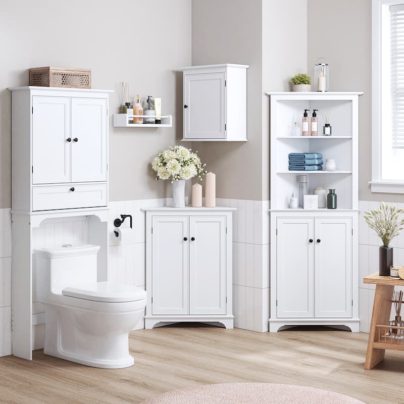 COSTARS Corner Storage Cabinet with Doors, White, 24" x 12" x 12"