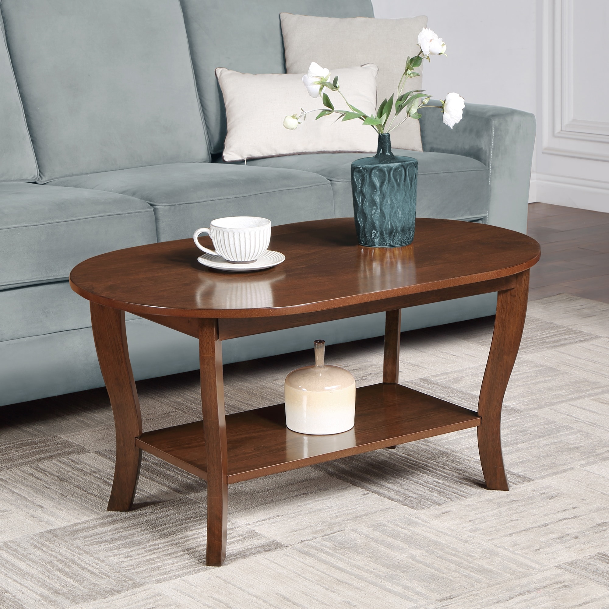 Convenience Concepts American Heritage Oval Coffee Table with Shelf Bed  Bath  Beyond 37252646