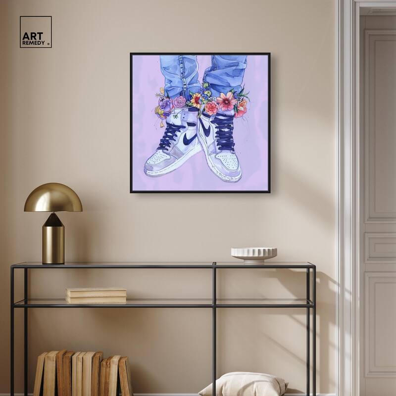 Lilac Floral Bloom Sneakers Canvas by Art Remedy