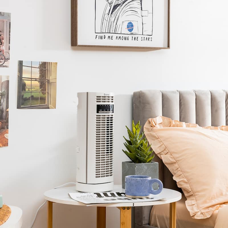 Costway 14'' Mini Oscillating Tower Fan Electric Desk Fan w/3 Speed & - See details