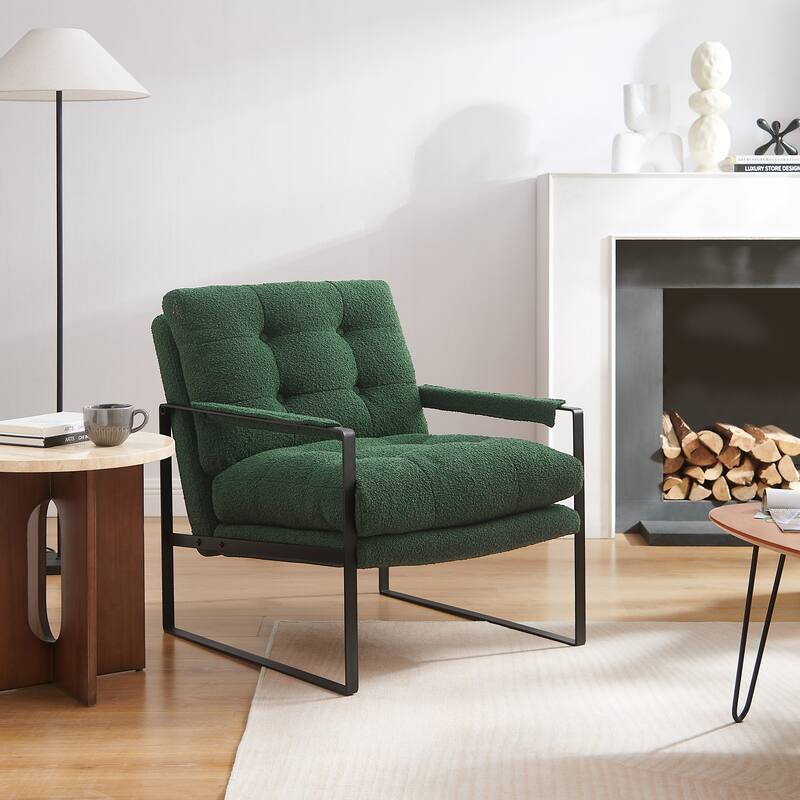 Art Leon Mid-Century Modern Tufted Accent Chair - Green