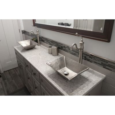 17-in Modern Rectangle Hand Forged Old World Copper Vessel Sink in Nickel (PVMRECEN)
