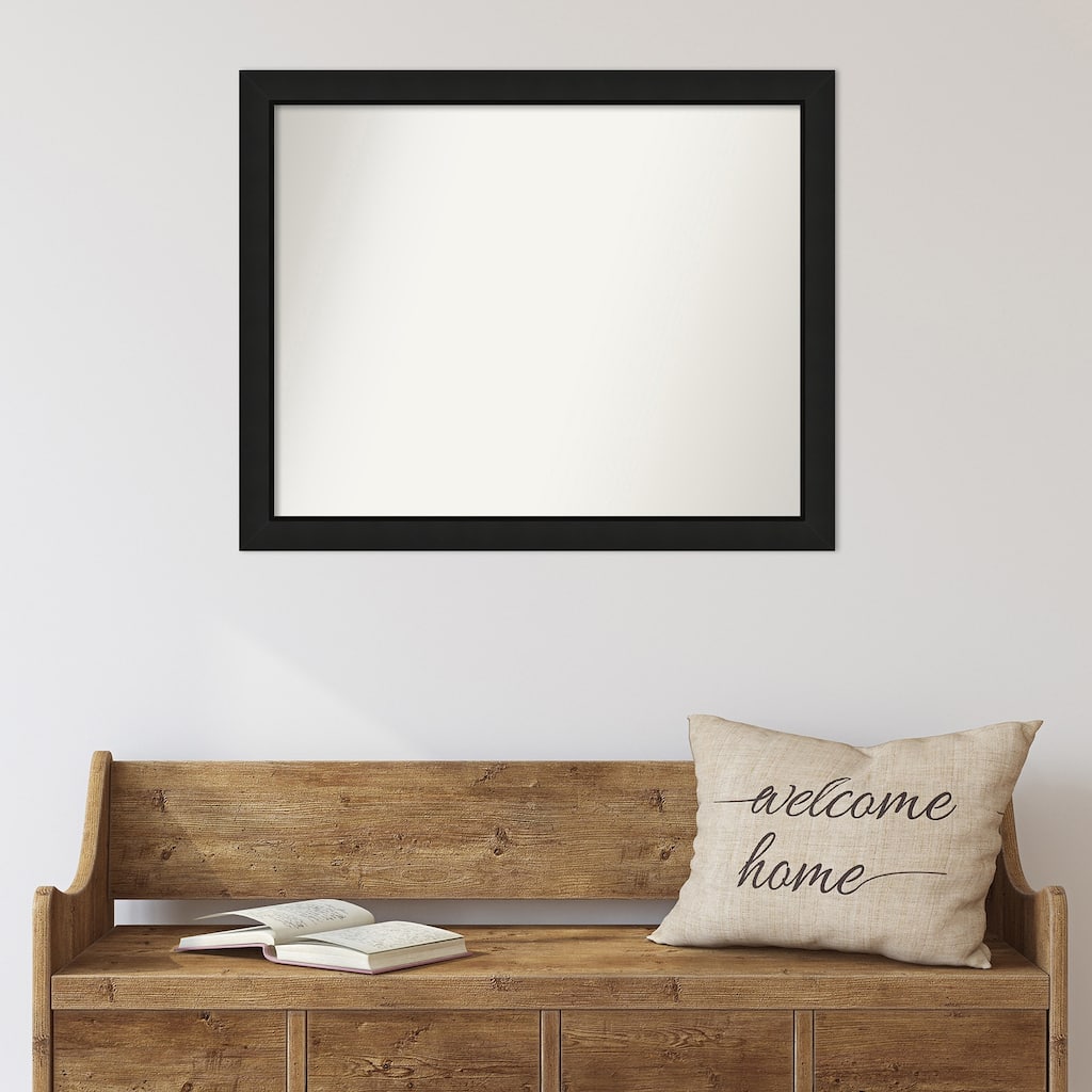 Midnight Black Narrow Non-Beveled Wood Framed Wall Mirror - Midnight Black Narrow