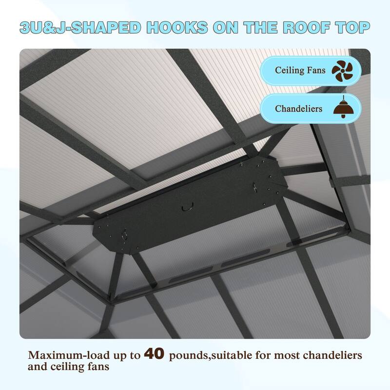 VEIKOUS 13' x 10' Outdoor Hardtop Gazebo with Aluminum Frame and Double Roof, Patio Gazebo with Premium Nettings