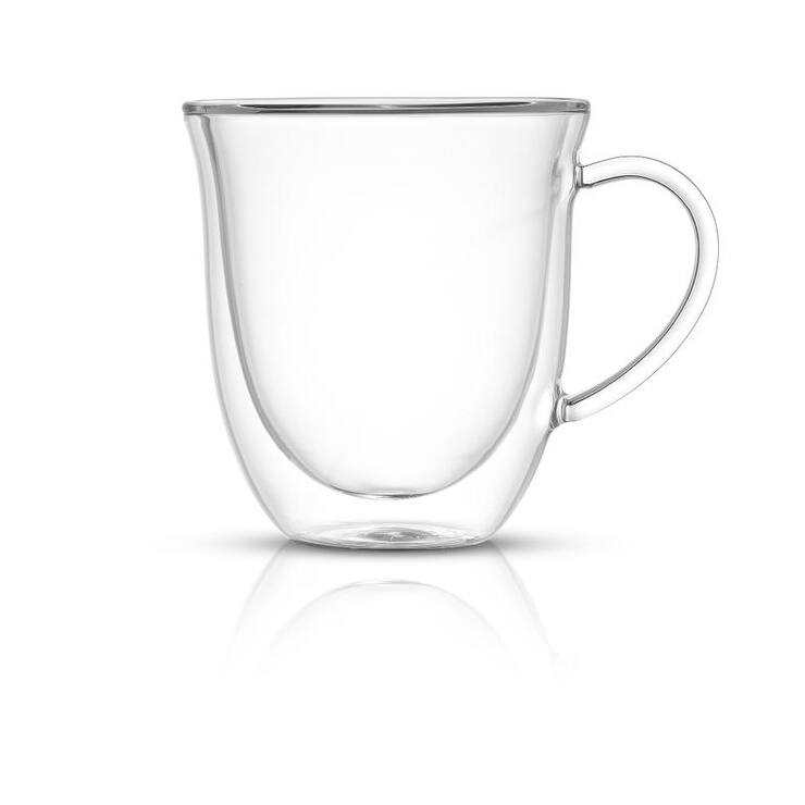 JoyJolt Glass Double Wall Insulated Coffee Tea Mug (Set of 2) 13.5 oz