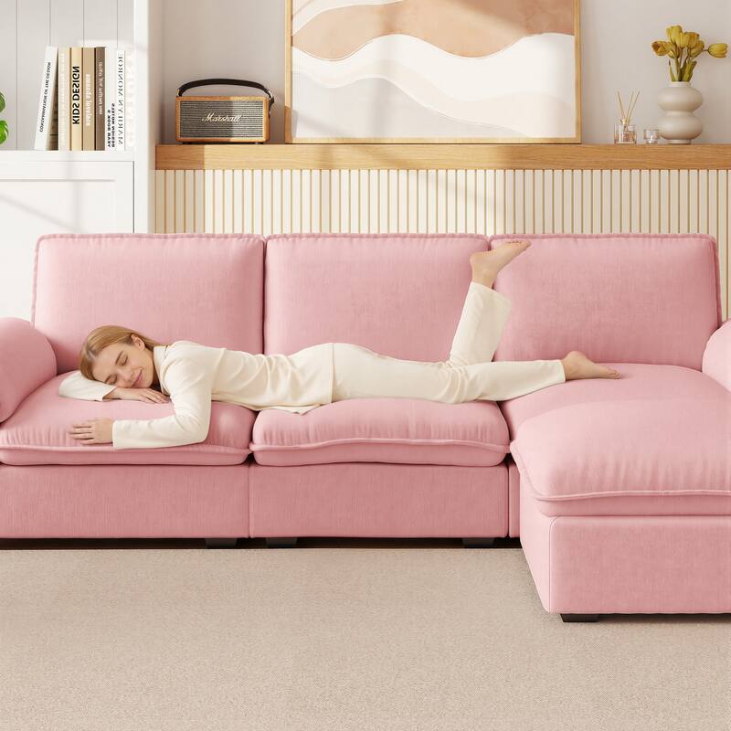 L-Shaped Computer Desk with 2 Cabinets and 2 Drawers, 11 Open Shelves and 1 Right Flip Shelf with Storage, with Power Outlet