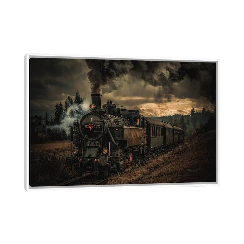 iCanvas "Gold Digger Train" by Hubert Bichler Framed Canvas Print - White - 26x40