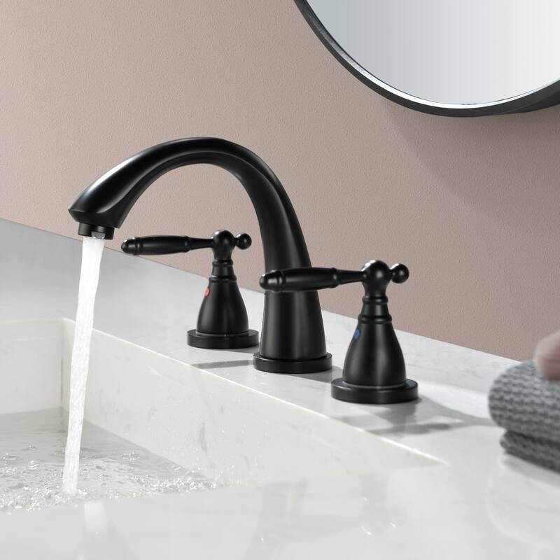 Widespread Bathroom Sink Faucet 3 Holes 8 Inch Bathroom Faucets Two Handle Modern Elegent Lavatory Basin Vanity Taps With Valve