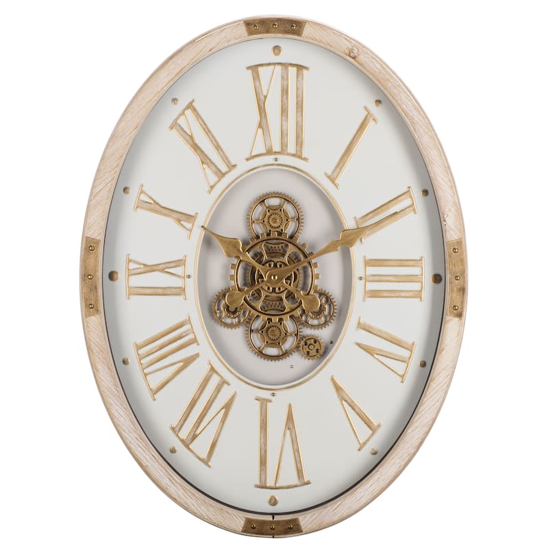 SEI Furniture Whitcomb Roman Gear Wall Clock - 27"W x 3"D x 20"H