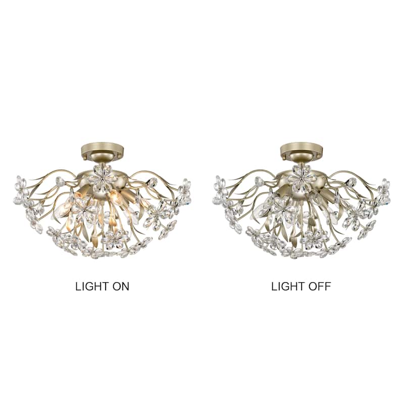 Silvia 6-Light Daisy Flower Crystal Glass Flush Mount