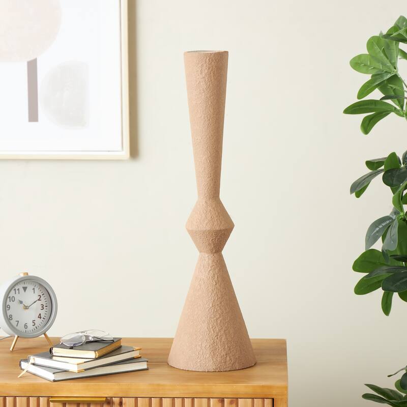 Brown Metal Art Deco Fluted Decorative Vase - Brown