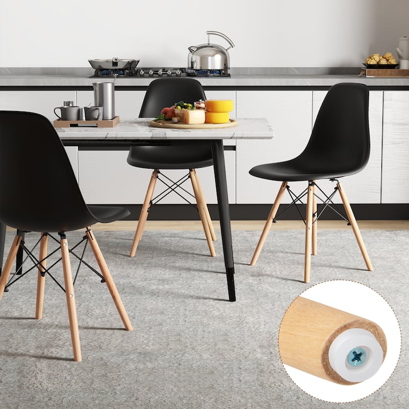Set of 4 Modern Dining Chairs with Beech Wood Legs and Ergonomic Backrest for Kitchen or Dining Room