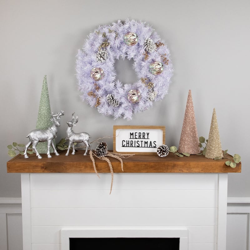 Icy White Iridescent Spruce Artificial Christmas Wreath 24-Inch Unlit - 24"