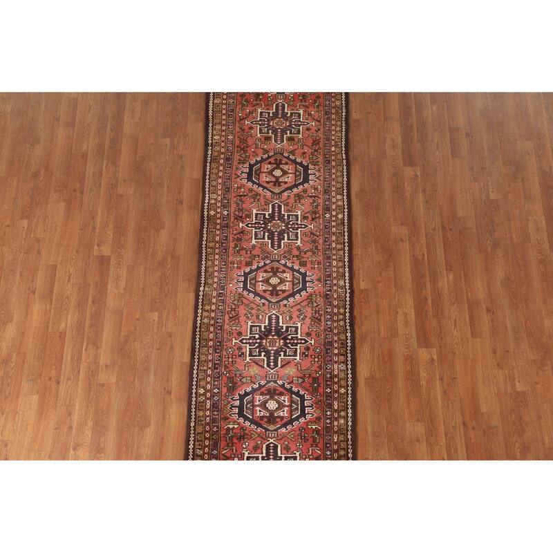 Tribal / Geometric Gharajeh Persian Runner Rug Handmade Wool Carpet - 2'5" x 9'6"