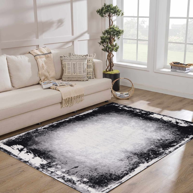 Dream Collection Abstract Moroccan Motif Black and Grey Rug