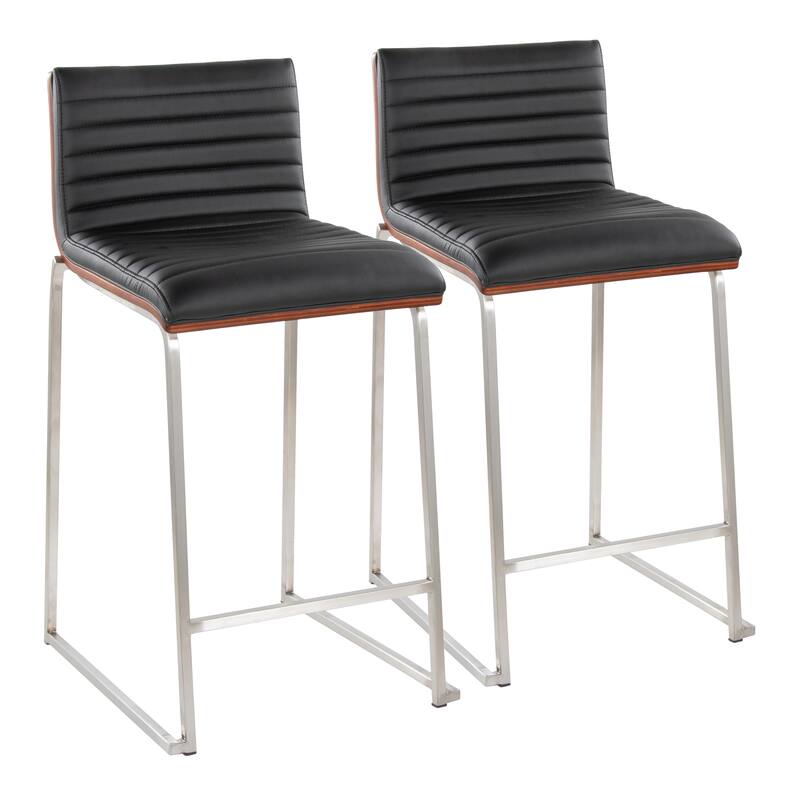 Silver Orchid Magda 26" Fixed-Height Upholstered Counter Stool (Set of 2)