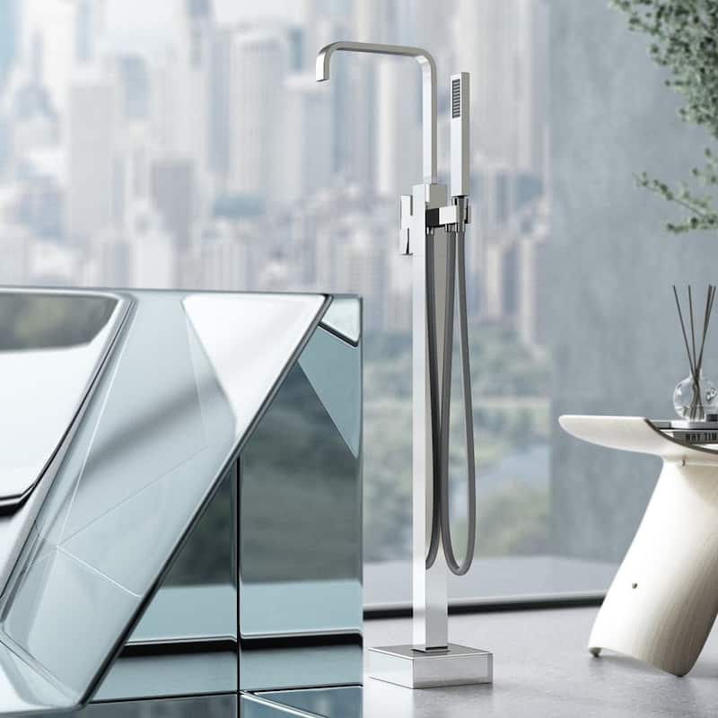 Eridanus Freestanding Bathtub Tap Floor Mounted Shower System Waterfall Spout Filler