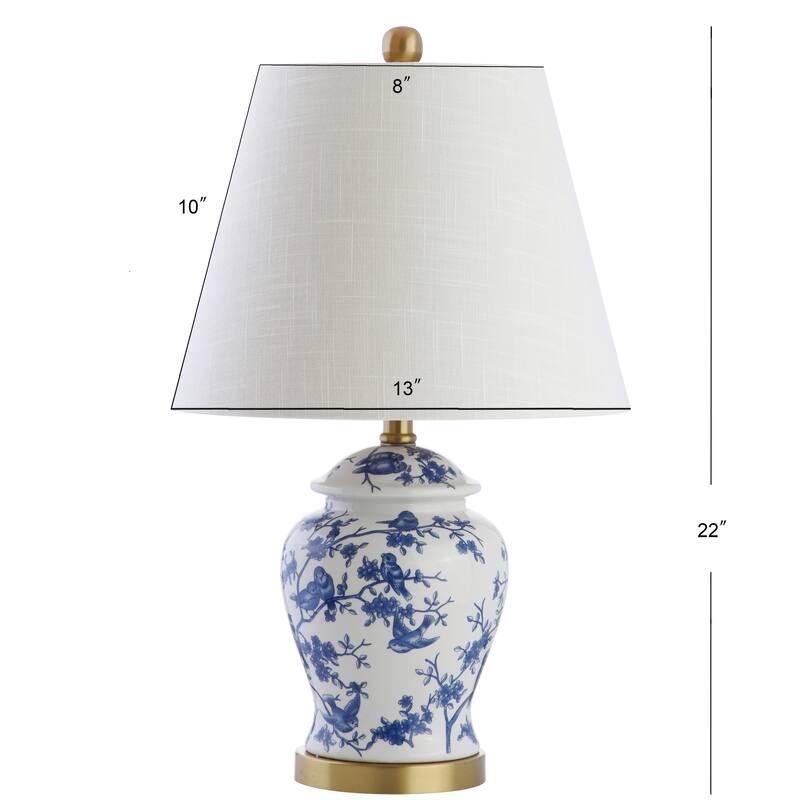 Choi 22" Chinoiserie Table Lamp, Blue/White (Set of 2) by JONATHAN Y
