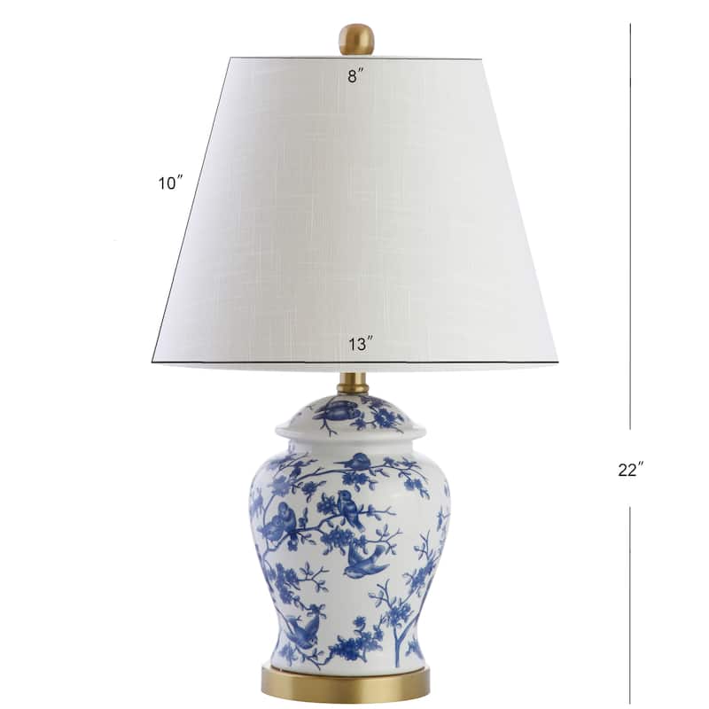 Penelope 22" Chinoiserie LED Table Lamp, Blue/White by JONATHAN Y