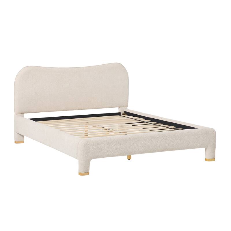 Walker Edison Modern Curved Upholstered Bed