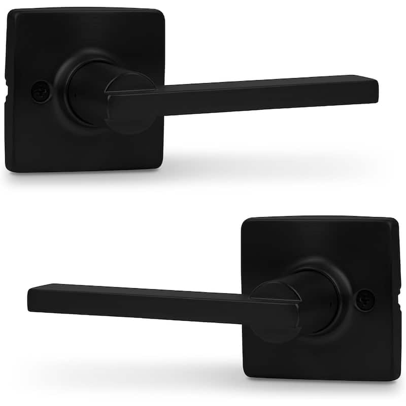 Stylware Maven Square Door Handles Lever | Reversible Handing for Standard Door Sizes | Interior Privacy, Passage & Dummy Use -  Reversible Handing for Standard Door Sizes|Double Dummy - Matte Black