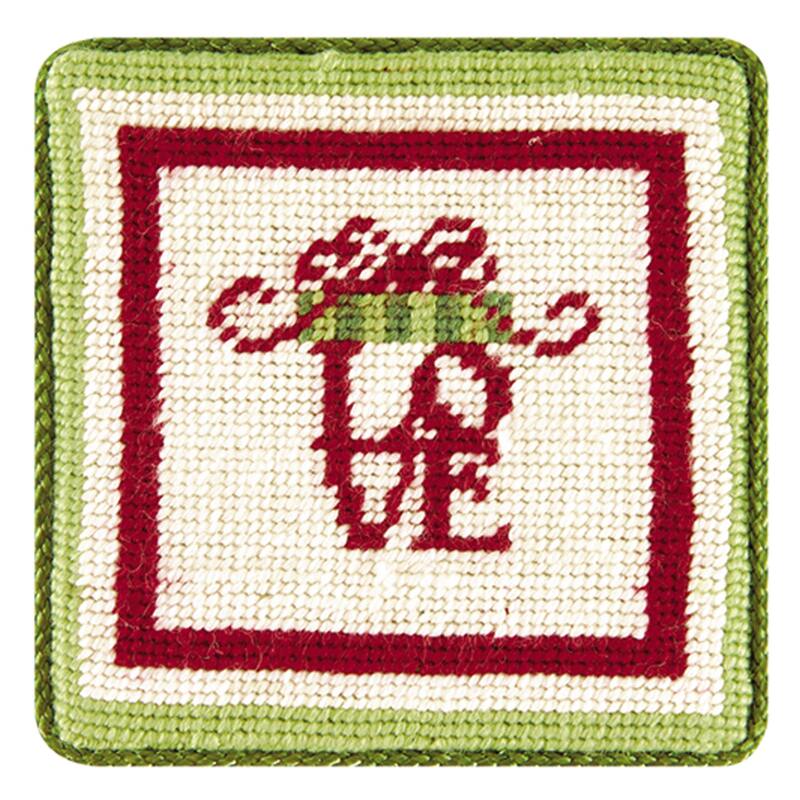 Love, Hope, Noel, Peace Petit Point Coaster