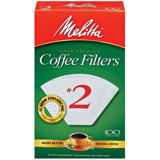 100 Count 1 Pack Melitta Super Premium #4 Cone Paper Coffee Filters White 