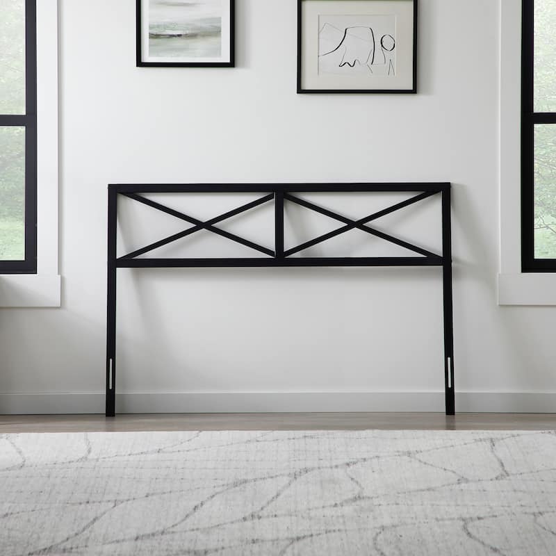 Matte Black Metal Headboard, Cal King, Double X-Back Design